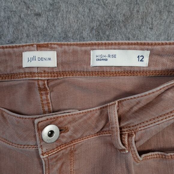 J. Jill Jeans Womens 12 High Rise Cropped Denim Cuffed Ankle Mauve Pink - Picture 6 of 10